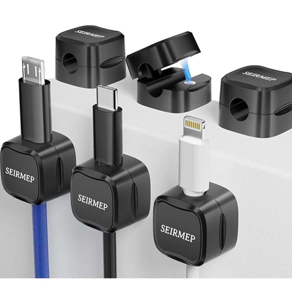 NIB Magnetic Cable Holder 6 Pack Cord Adhesive Clips Wire Organizer Wall Desktop